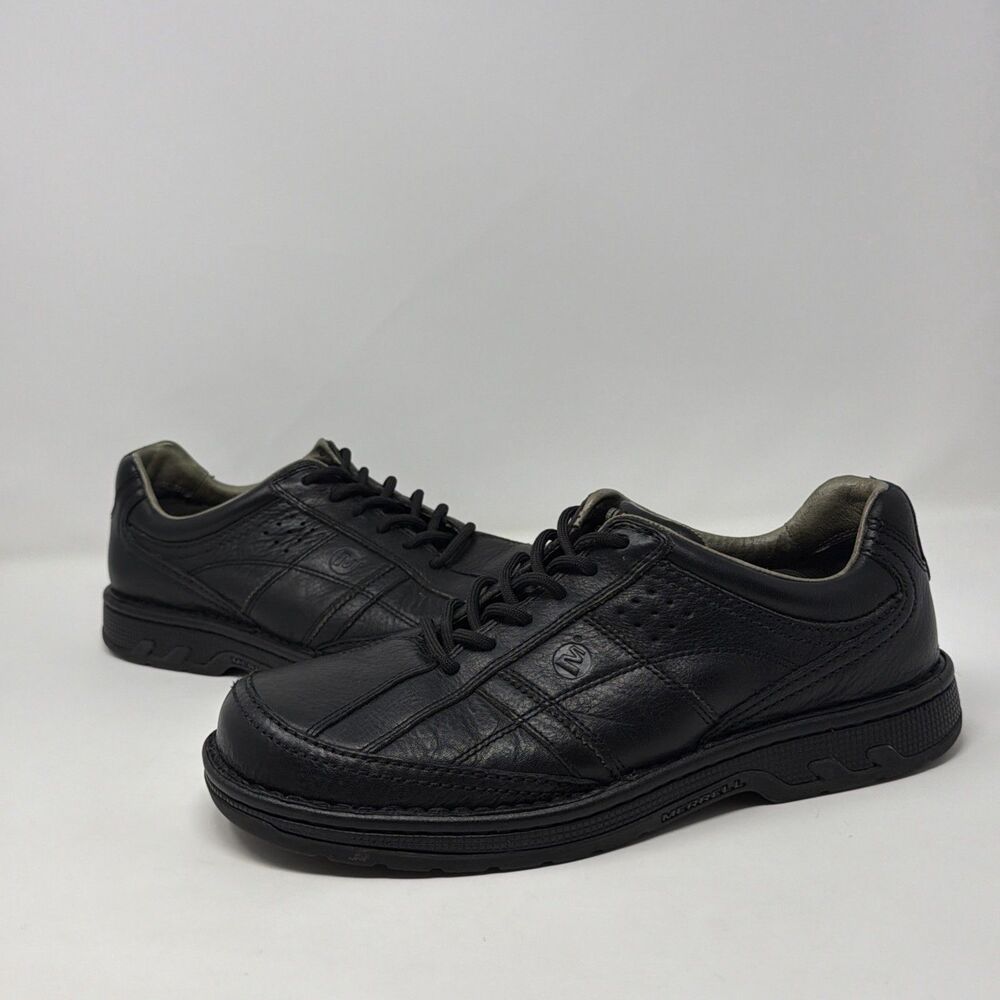 Merrell World Era Black Leather Shoes Men’s 10 World Map Sole Comfort VTG 2010